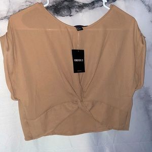 Woven crop top - cocoa